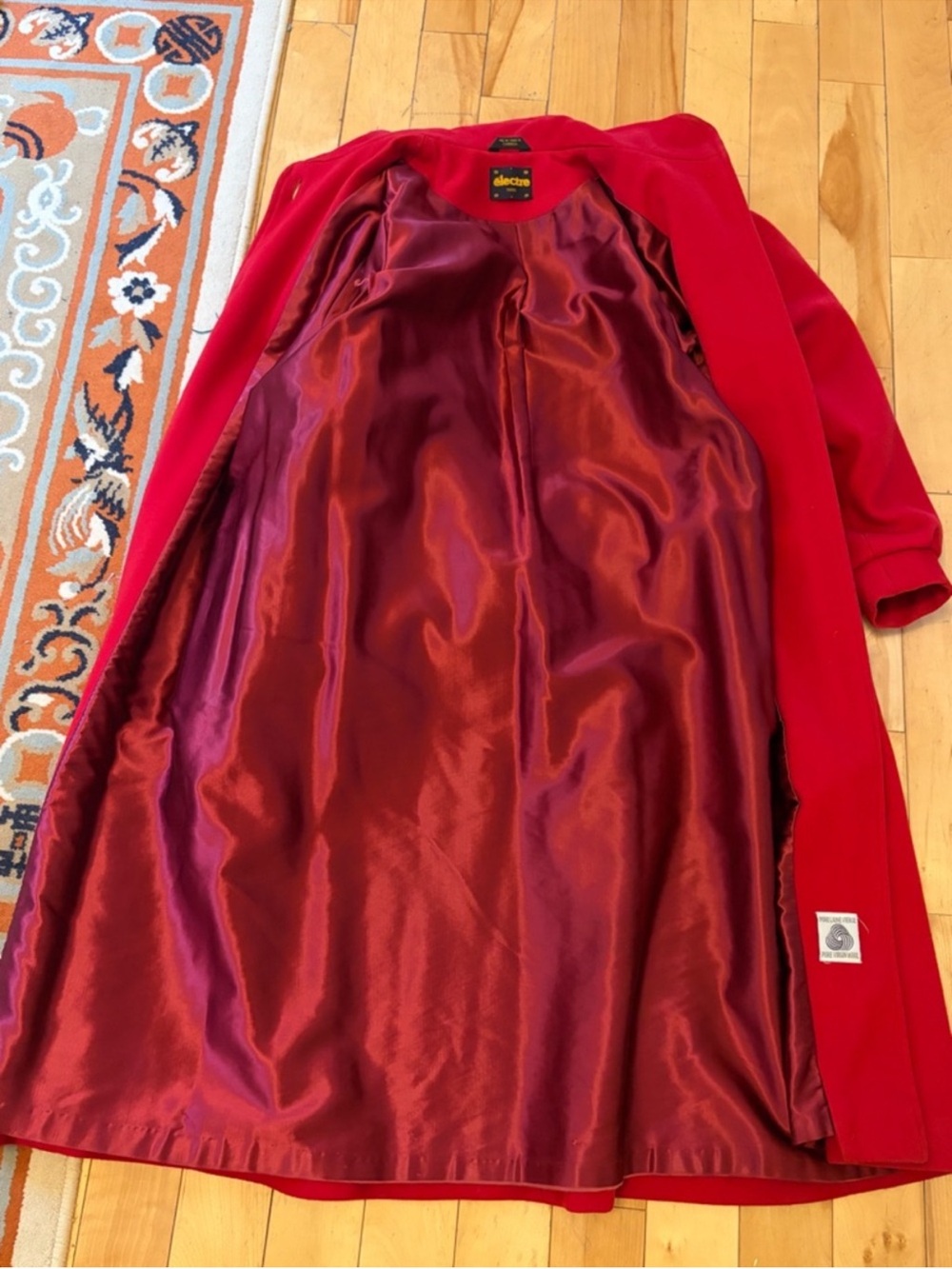 100% Wool Women’s Full Length Red Winter Trench with Satin Lining